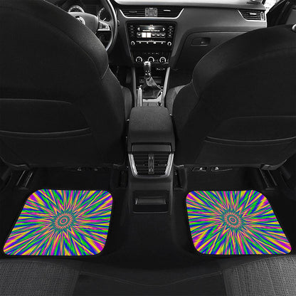 Vibrant Psychedelic Optical Illusion Front and Back Car Floor Mats