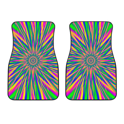 Vibrant Psychedelic Optical Illusion Front Car Floor Mats