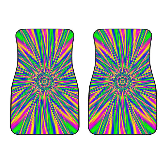 Vibrant Psychedelic Optical Illusion Front Car Floor Mats