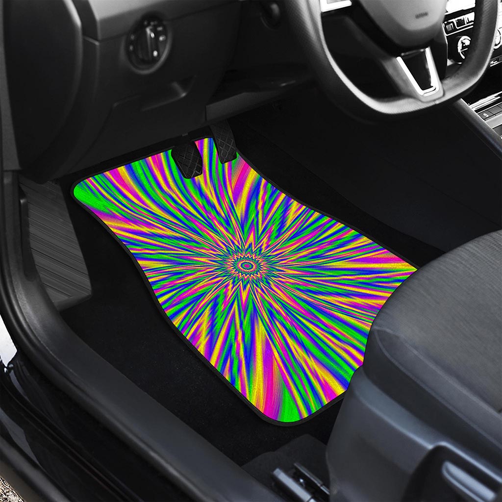 Vibrant Psychedelic Optical Illusion Front Car Floor Mats