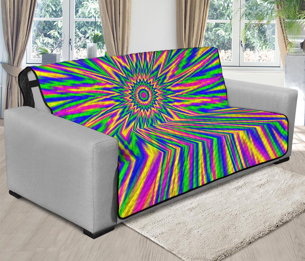 Vibrant Psychedelic Optical Illusion Futon Protector