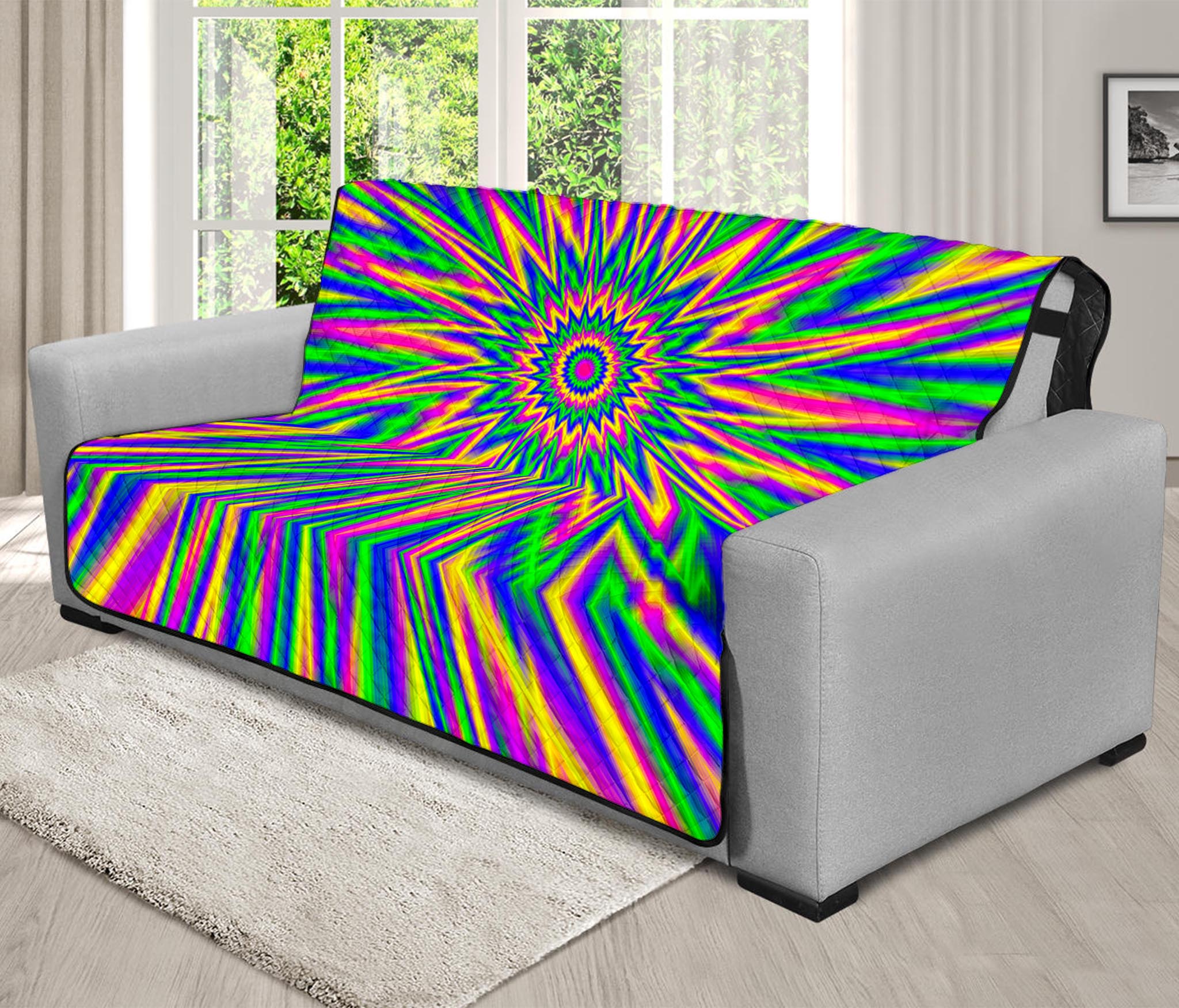 Vibrant Psychedelic Optical Illusion Futon Protector