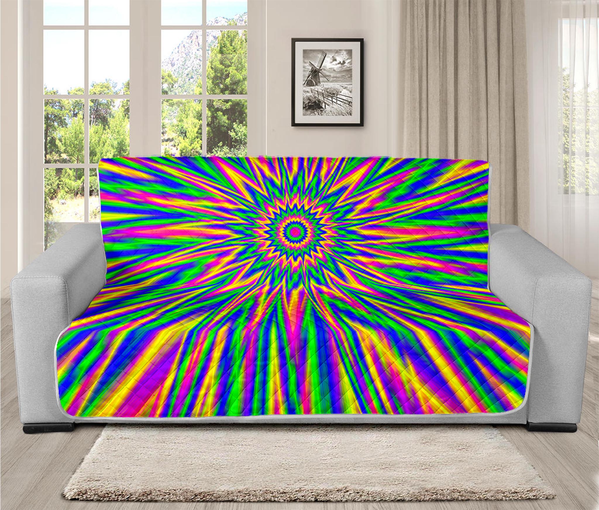 Vibrant Psychedelic Optical Illusion Futon Protector