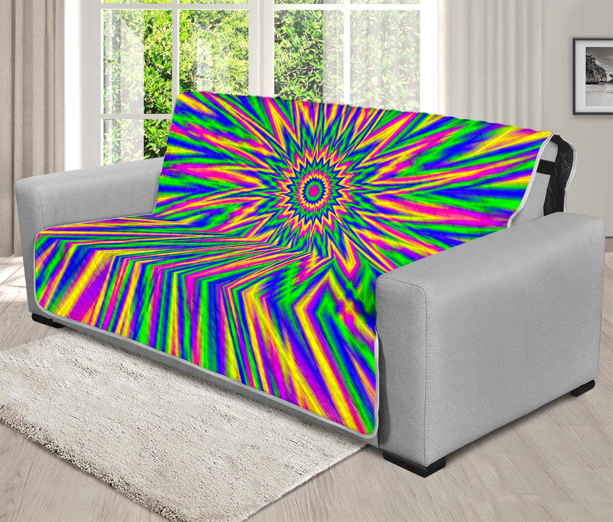 Vibrant Psychedelic Optical Illusion Futon Protector