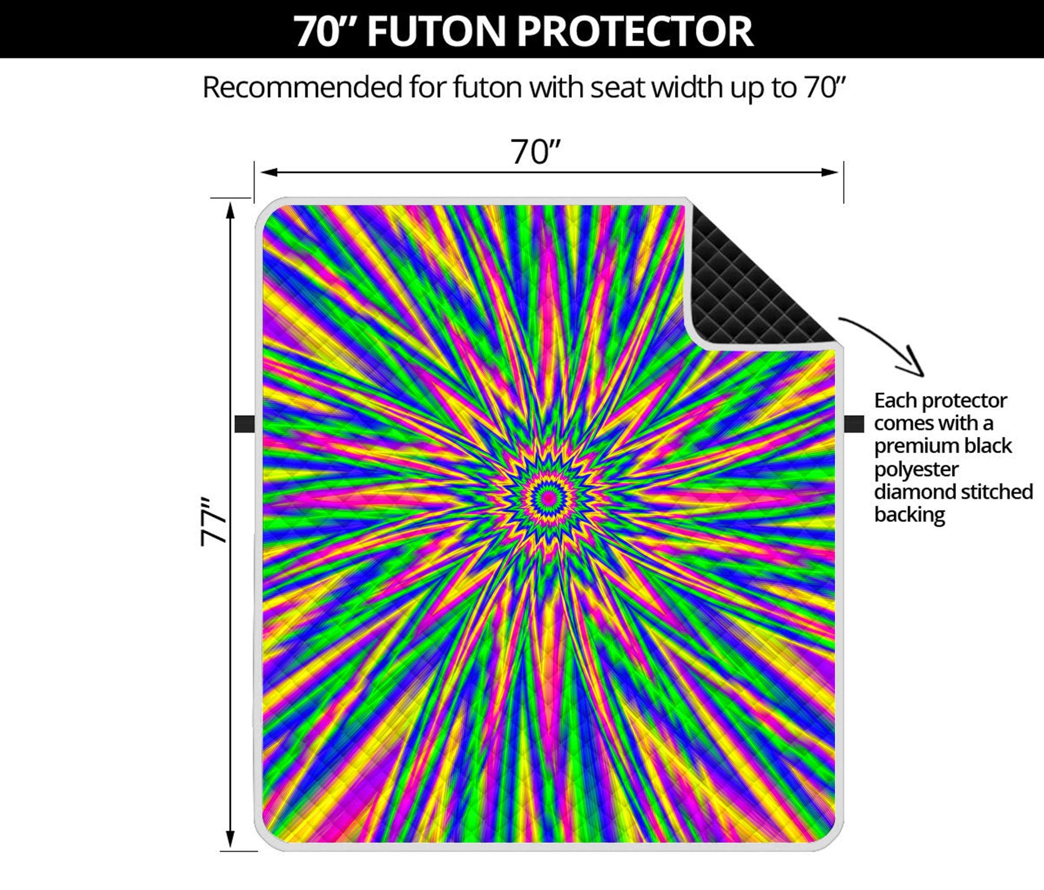 Vibrant Psychedelic Optical Illusion Futon Protector