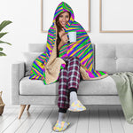 Vibrant Psychedelic Optical Illusion Hooded Blanket
