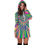 Vibrant Psychedelic Optical Illusion Hoodie Dress GearFrost
