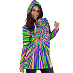 Vibrant Psychedelic Optical Illusion Hoodie Dress GearFrost