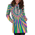 Vibrant Psychedelic Optical Illusion Hoodie Dress GearFrost