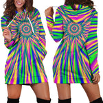 Vibrant Psychedelic Optical Illusion Hoodie Dress GearFrost