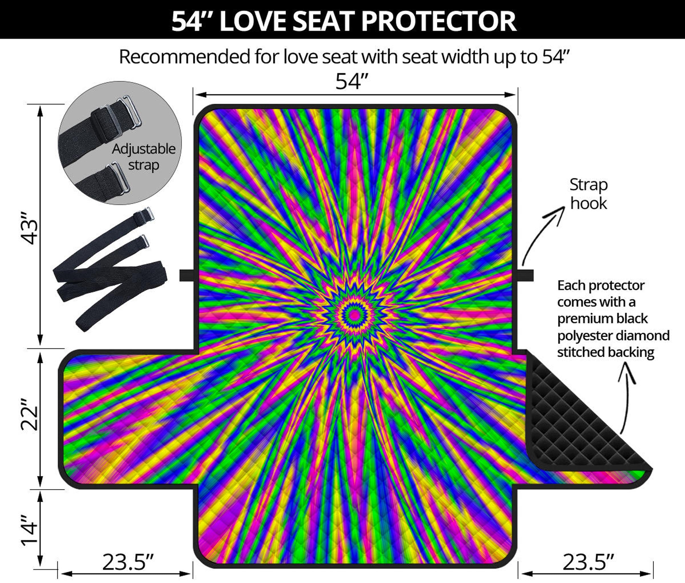 Vibrant Psychedelic Optical Illusion Loveseat Protector