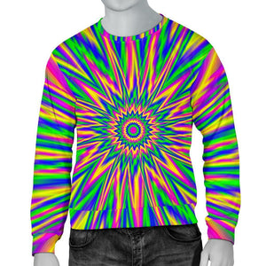 Vibrant Psychedelic Optical Illusion Men's Crewneck Sweatshirt GearFrost