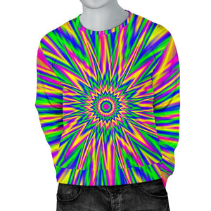 Vibrant Psychedelic Optical Illusion Men's Crewneck Sweatshirt GearFrost