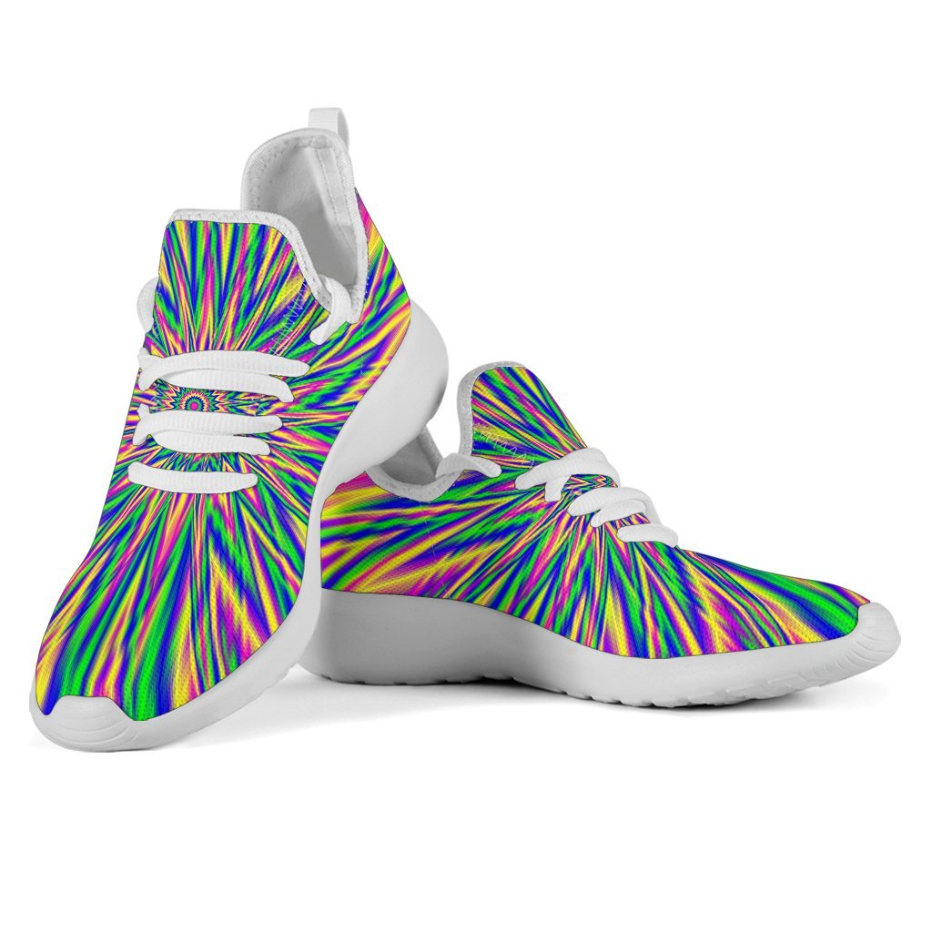 Vibrant Psychedelic Optical Illusion Mesh Knit Shoes GearFrost