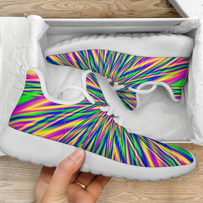 Vibrant Psychedelic Optical Illusion Mesh Knit Shoes GearFrost