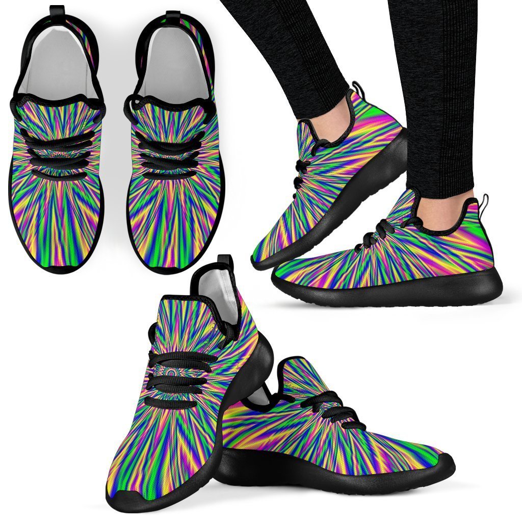 Vibrant Psychedelic Optical Illusion Mesh Knit Shoes GearFrost