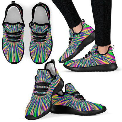 Vibrant Psychedelic Optical Illusion Mesh Knit Shoes GearFrost