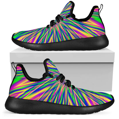 Vibrant Psychedelic Optical Illusion Mesh Knit Shoes GearFrost