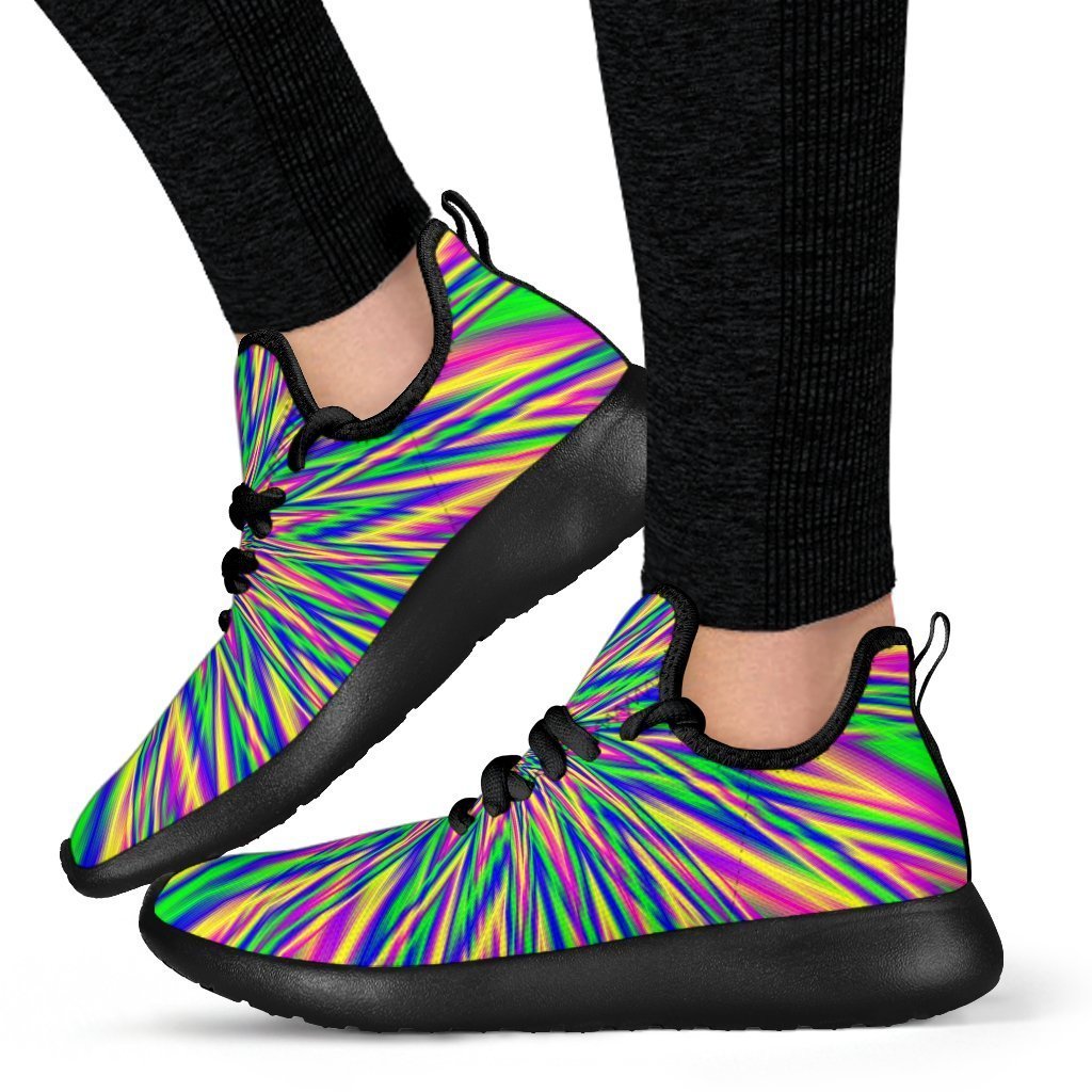 Vibrant Psychedelic Optical Illusion Mesh Knit Shoes GearFrost