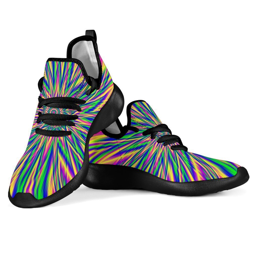 Vibrant Psychedelic Optical Illusion Mesh Knit Shoes GearFrost
