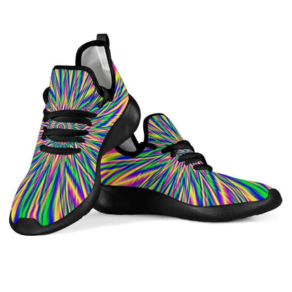 Vibrant Psychedelic Optical Illusion Mesh Knit Shoes GearFrost