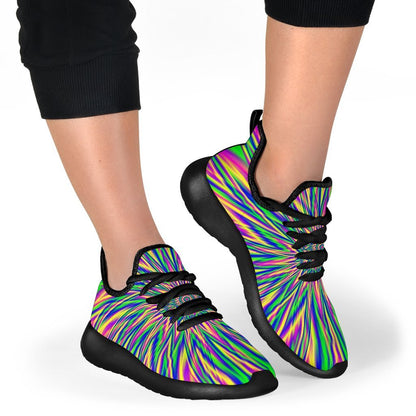 Vibrant Psychedelic Optical Illusion Mesh Knit Shoes GearFrost