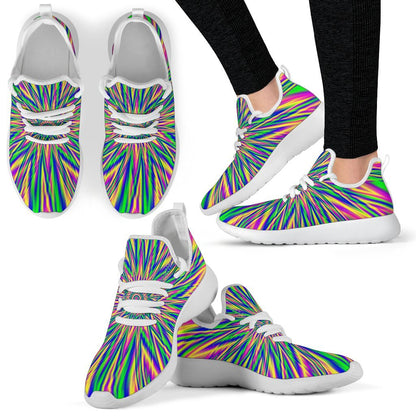 Vibrant Psychedelic Optical Illusion Mesh Knit Shoes GearFrost