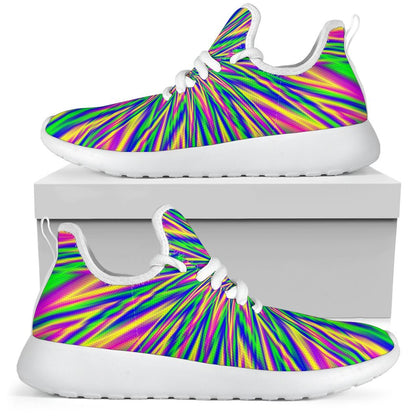Vibrant Psychedelic Optical Illusion Mesh Knit Shoes GearFrost