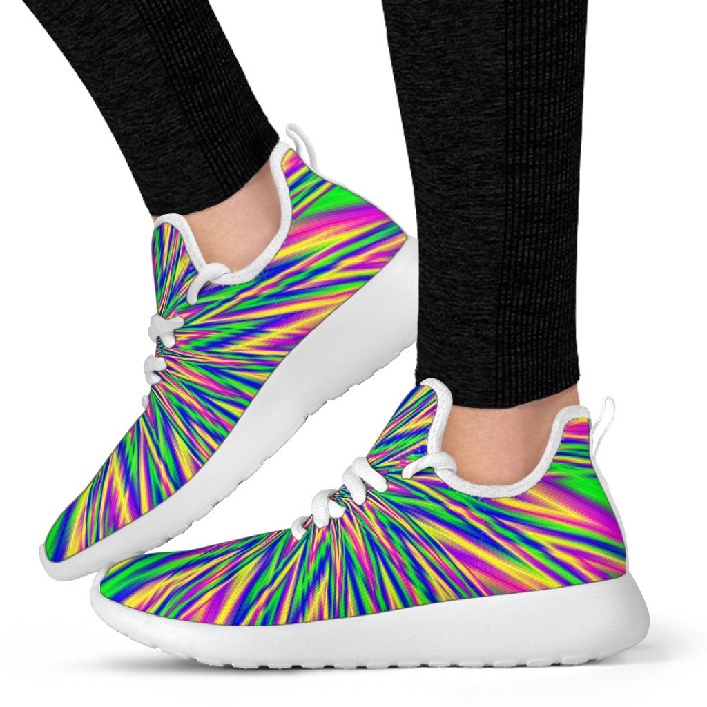 Vibrant Psychedelic Optical Illusion Mesh Knit Shoes GearFrost