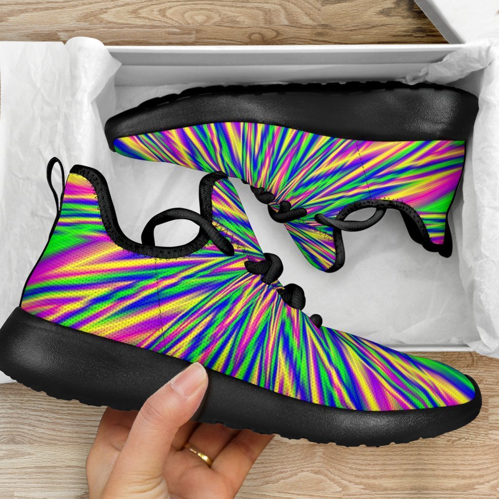 Vibrant Psychedelic Optical Illusion Mesh Knit Shoes GearFrost