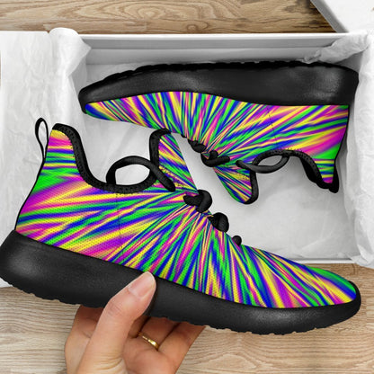 Vibrant Psychedelic Optical Illusion Mesh Knit Shoes GearFrost