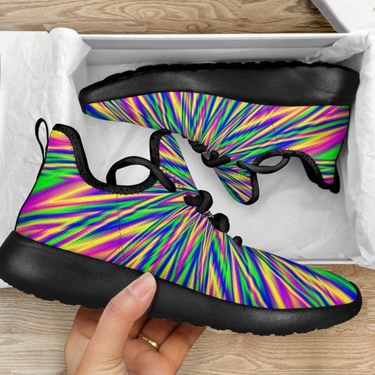 Vibrant Psychedelic Optical Illusion Mesh Knit Shoes GearFrost
