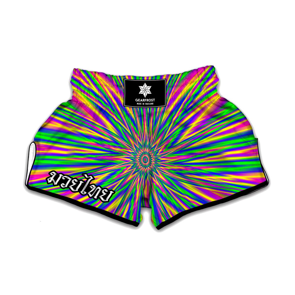 Vibrant Psychedelic Optical Illusion Muay Thai Boxing Shorts