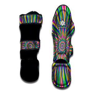 Vibrant Psychedelic Optical Illusion Muay Thai Shin Guard