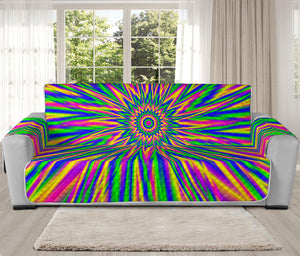 Vibrant Psychedelic Optical Illusion Oversized Sofa Protector