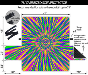 Vibrant Psychedelic Optical Illusion Oversized Sofa Protector