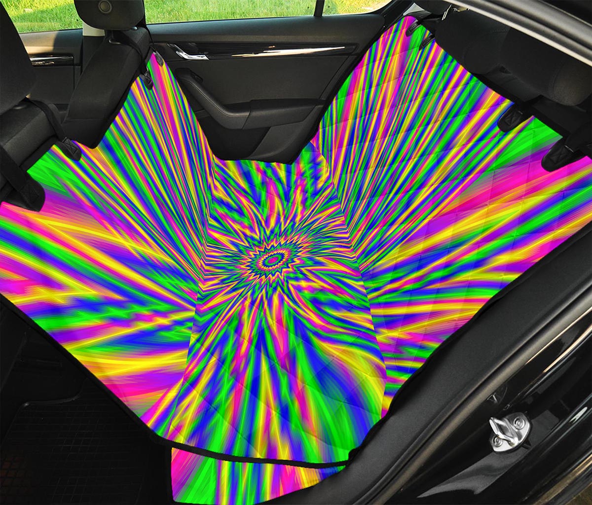 Vibrant Psychedelic Optical Illusion Pet Car Back Seat Cover