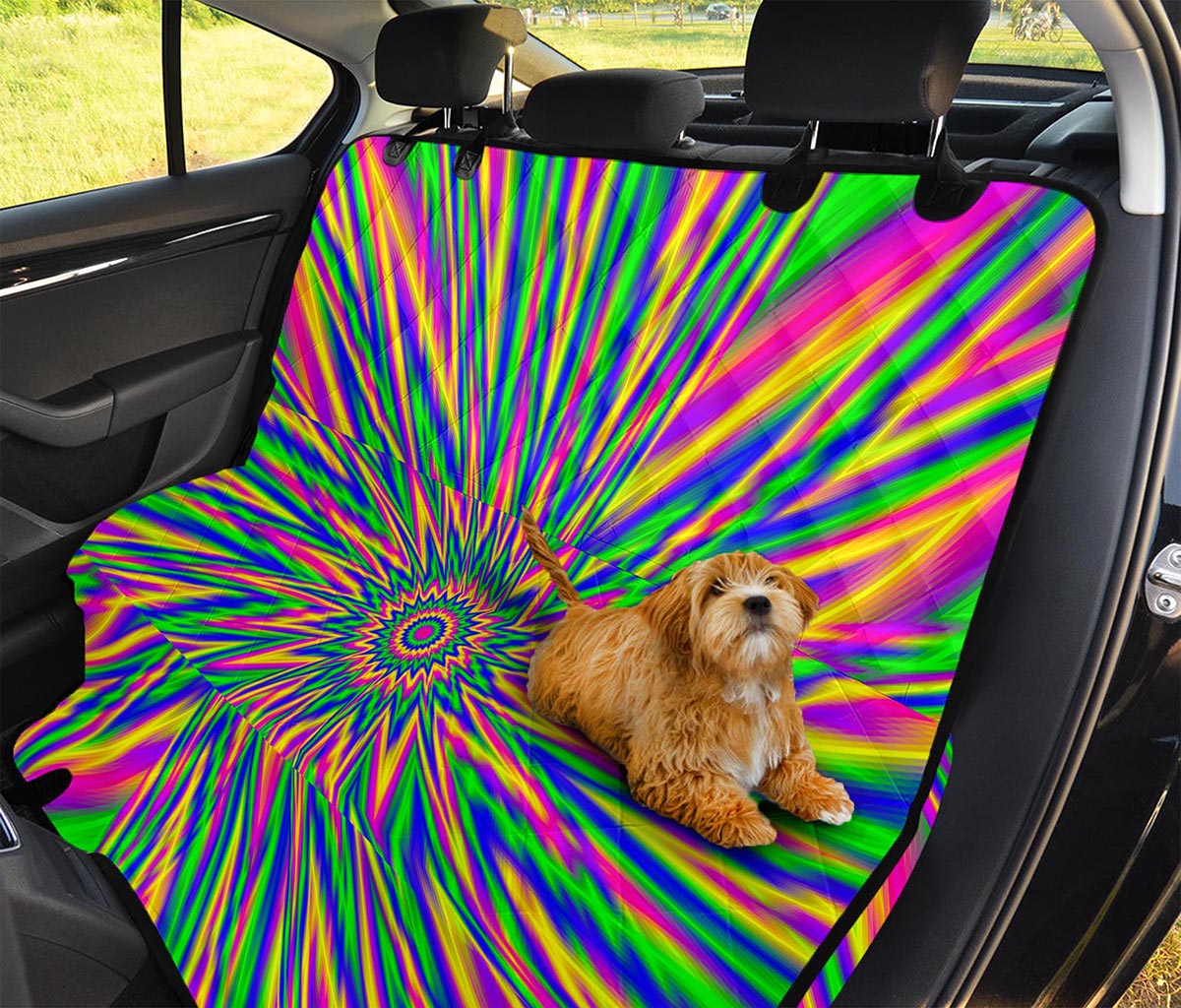 Vibrant Psychedelic Optical Illusion Pet Car Back Seat Cover