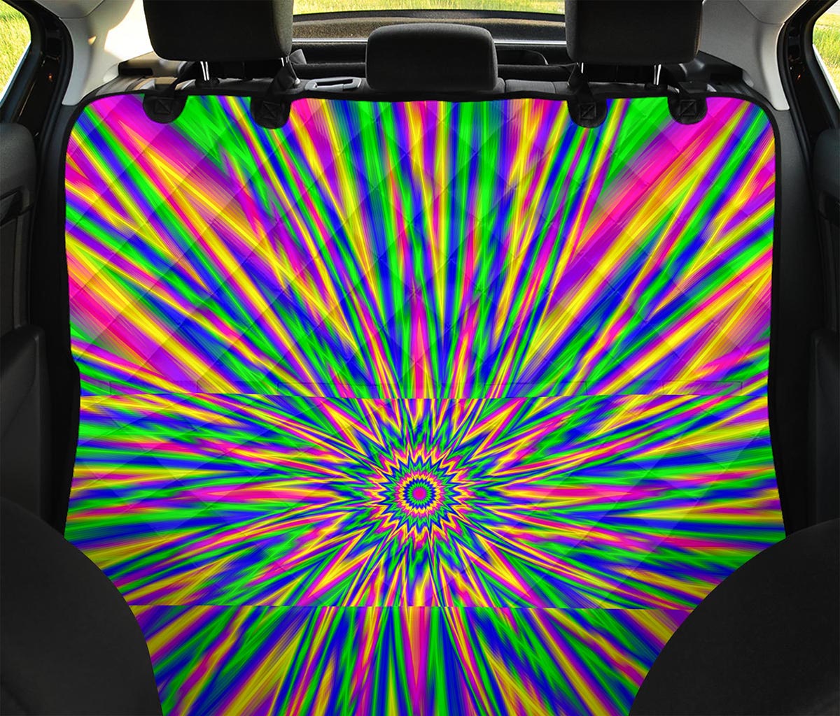 Vibrant Psychedelic Optical Illusion Pet Car Back Seat Cover