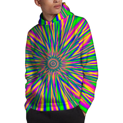 Vibrant Psychedelic Optical Illusion Pullover Hoodie