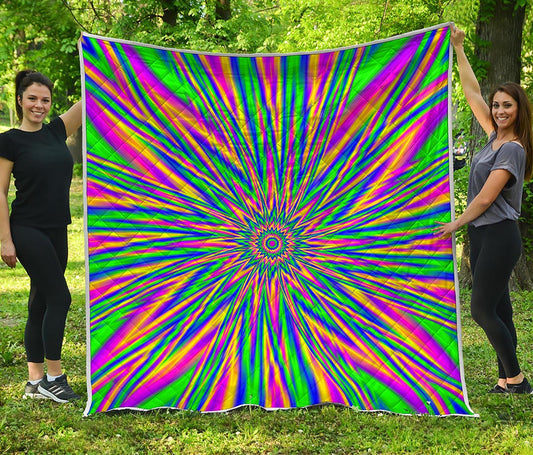 Vibrant Psychedelic Optical Illusion Quilt