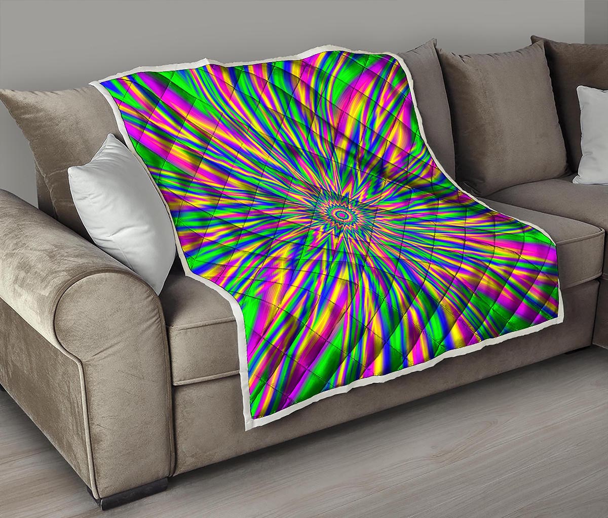 Vibrant Psychedelic Optical Illusion Quilt