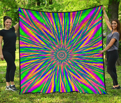 Vibrant Psychedelic Optical Illusion Quilt