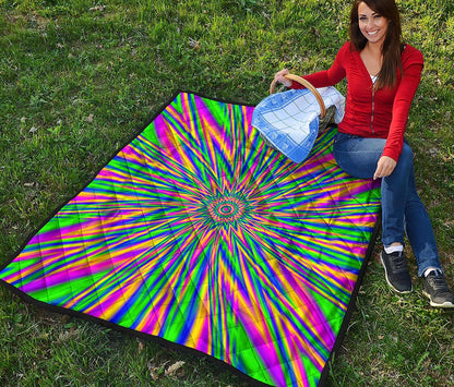 Vibrant Psychedelic Optical Illusion Quilt