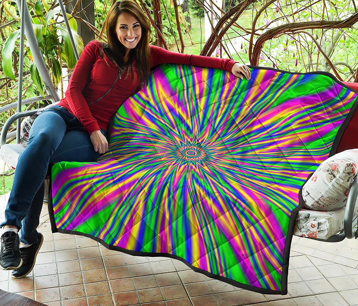 Vibrant Psychedelic Optical Illusion Quilt