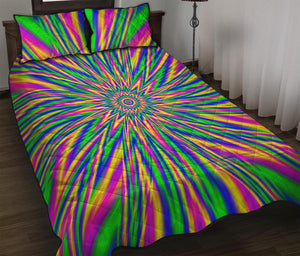 Vibrant Psychedelic Optical Illusion Quilt Bed Set