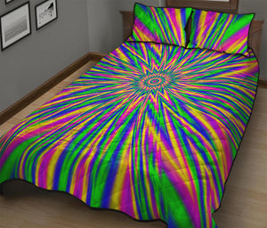 Vibrant Psychedelic Optical Illusion Quilt Bed Set