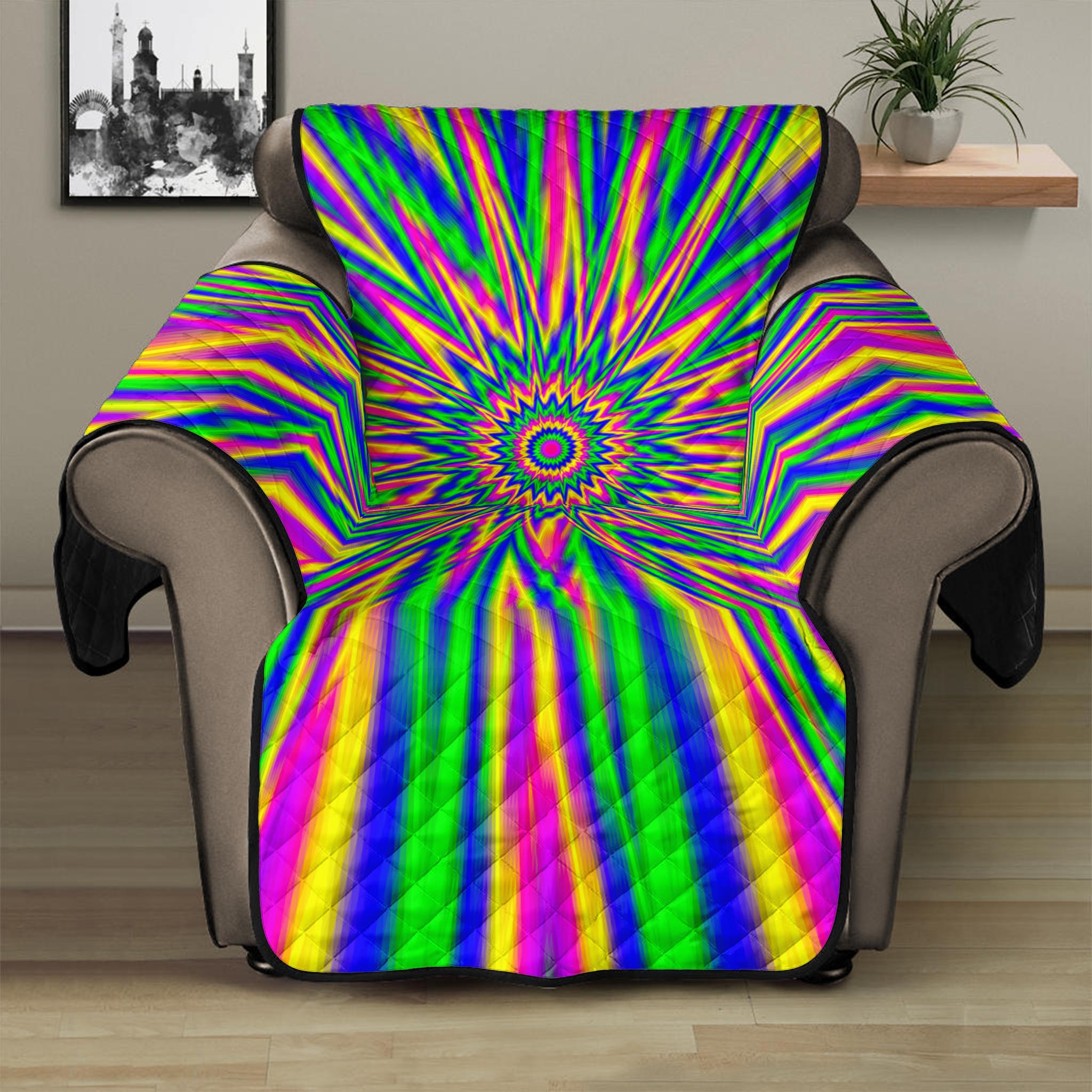 Vibrant Psychedelic Optical Illusion Recliner Protector