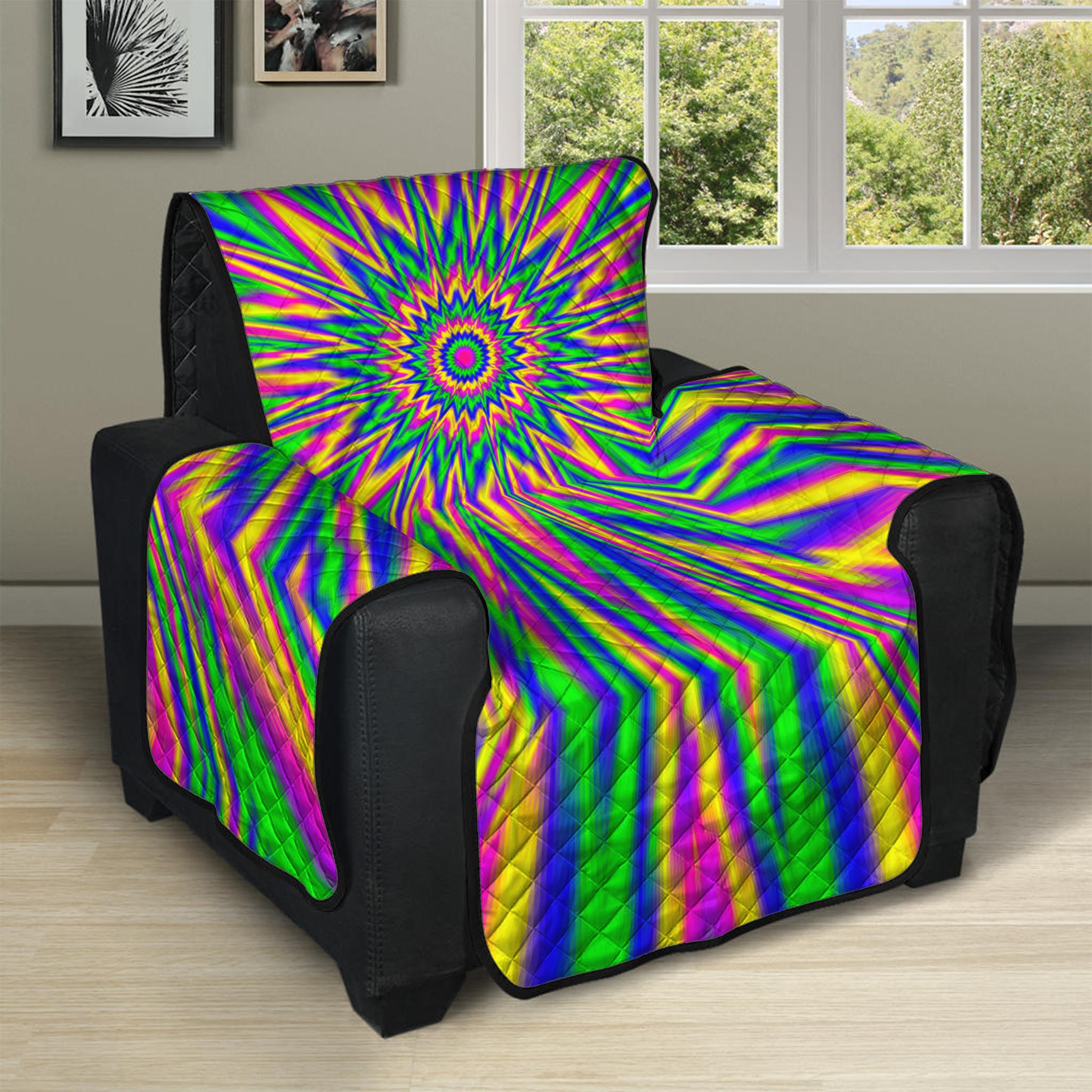 Vibrant Psychedelic Optical Illusion Recliner Protector