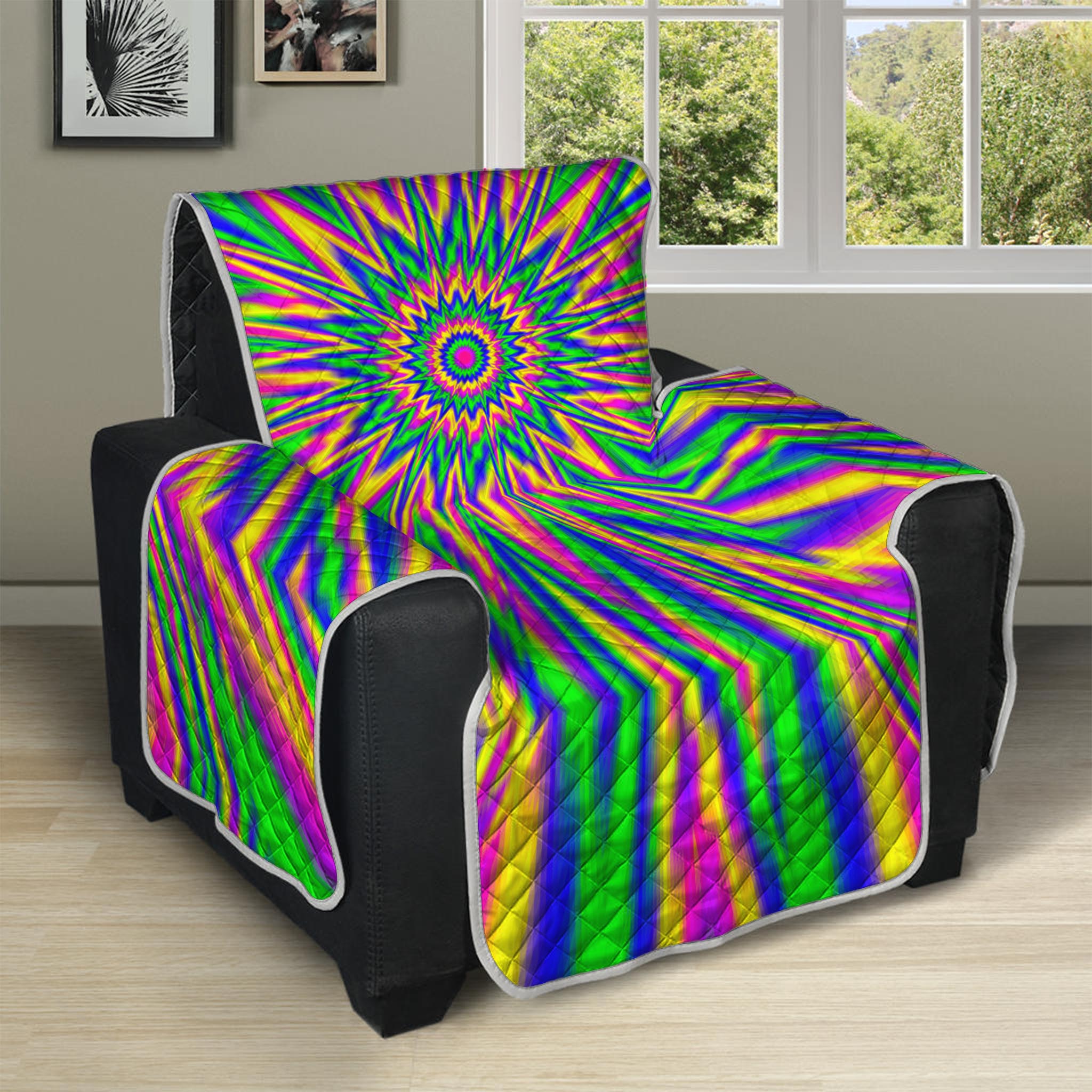 Vibrant Psychedelic Optical Illusion Recliner Protector